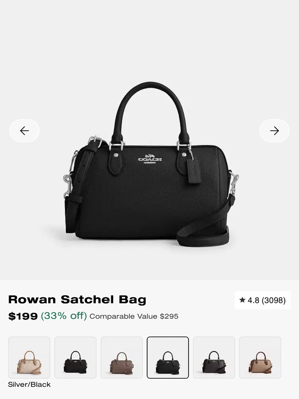 NWT Authentic Coach Rowan Satchel Black/Silver- Priced to Sell - Picture 8 of 11